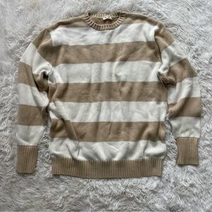 Brandy Melville John Galt Tan Crewneck Striped Brianna Knit Sweater